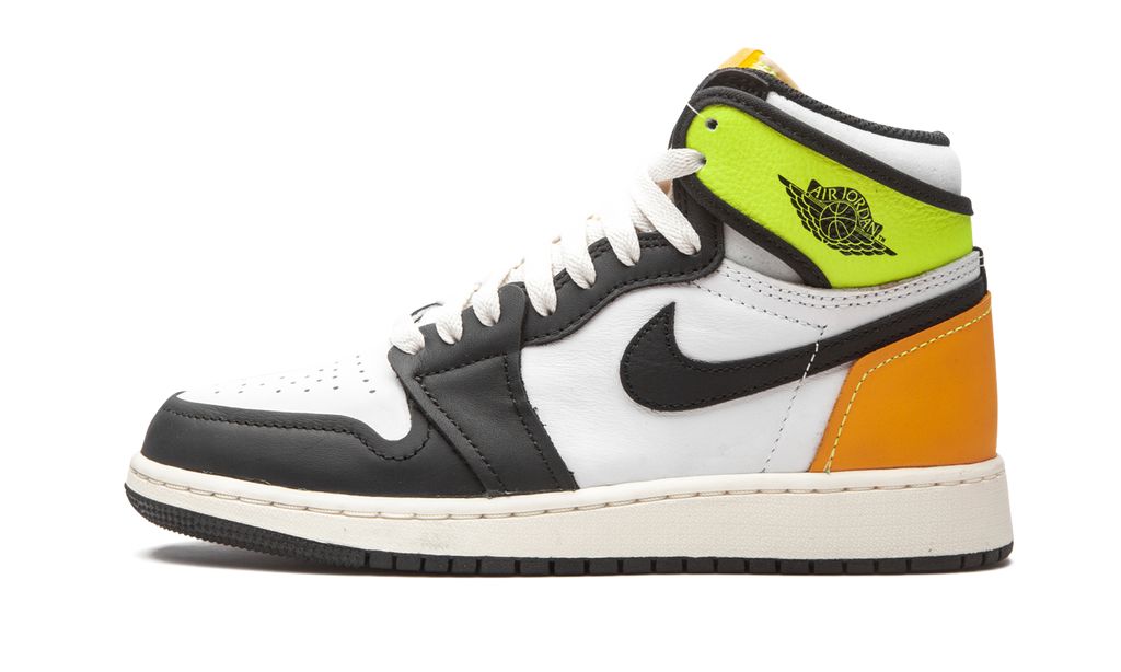 Jordan 1 Retro High White Black Volt University Gold